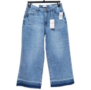 Kensie Jeans High Rise Wide Leg Ankle Length Released Fray Hem Light Blue 8/29